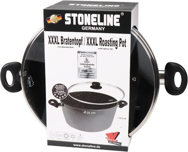 Каструля STONELINE з нержавіючої сталі 4.5 л з кришкою, антипригарне покриття з каменю, для всіх типів плит, включаючи індукцію, сумісна з духовкою, сіра (32 см)