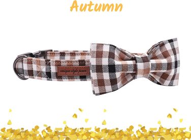 Нашийник для собак Unique Style Paws осінній, з метеликом, регульований, для середніх собак, коричневий, сітка