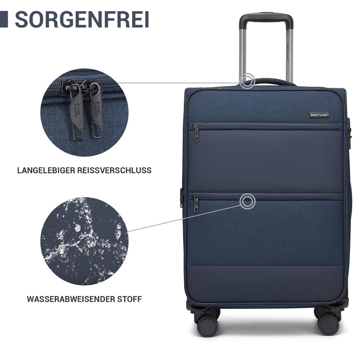 Розширюваний валіза British Traveller 100L, тканинний, з TSA замком, 79.5x49x32.5 см (Синій)