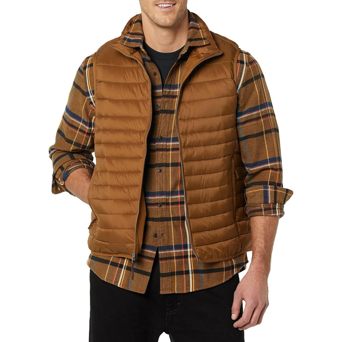 Чоловіча жилетка Amazon Essentias з водовідштовхувальним покриттям, легка та компактна (XL, світло-коричнева)