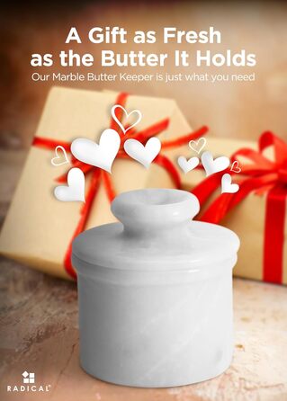 Butter dish, handmade butter container made of marble, storage for the kitchen, white