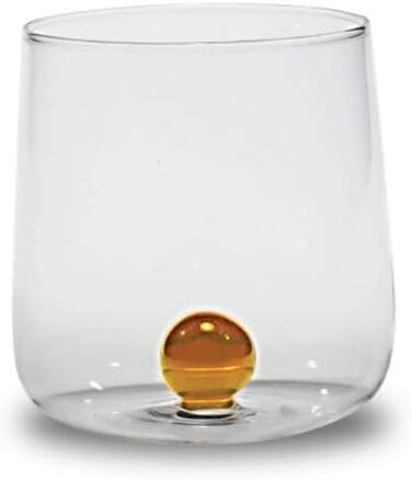 Zafferano Bilia Tumbler Set - 6 Water Glasses, transparent with a sphere in 6 different colors
