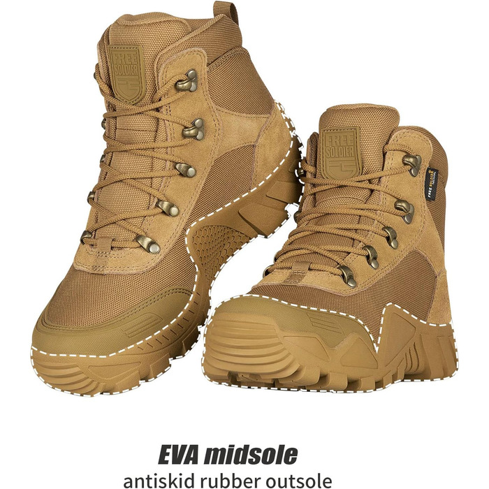 Черевики FREE SOLDIER для чоловіків: тактичні, туристичні, бойові, для активного відпочинку та військової підготовки (42 EU, Коричневий)