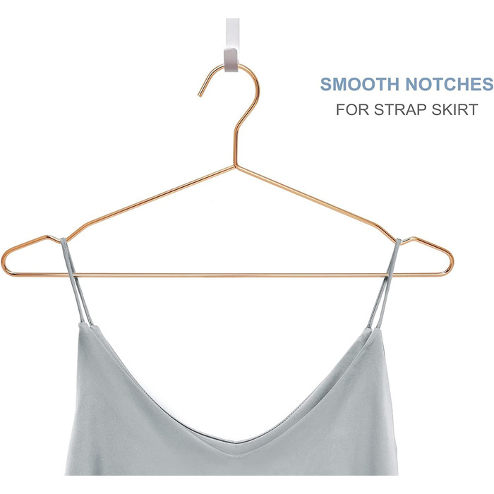 Amber Home 20-Piece 43cm Rose Gold Iron Clothes Hangers, Rose Gold Metal Clothes Hangers with Non-Slip Groove for Suit, T-Shirt, Shirt, Jacket, Dress, Pants, Robust and Durable