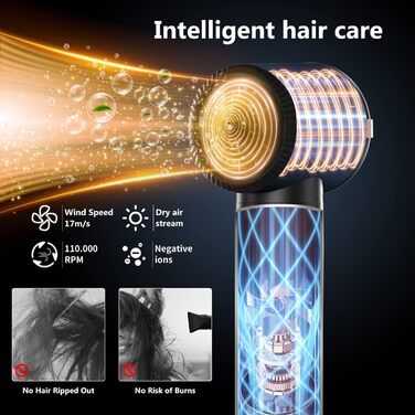 UKLISS Air Styler 7 в 1: Фен-щітка з 7 насадками для сушіння, укладання та об'єму волосся. Іонізація, чорно-срібний