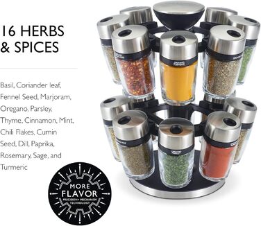 Карусель для спецій та трав Cole & Mason H121808U, 16 відділень, чорний пластик/нержавіюча сталь