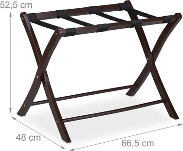 Relaxdays Suitcase Stand, Wood, Folding, Luggage Rack, Suitcase Storage, for Travel Luggage, HxWxD: 52.5x66.5x48 cm, white (Brown)