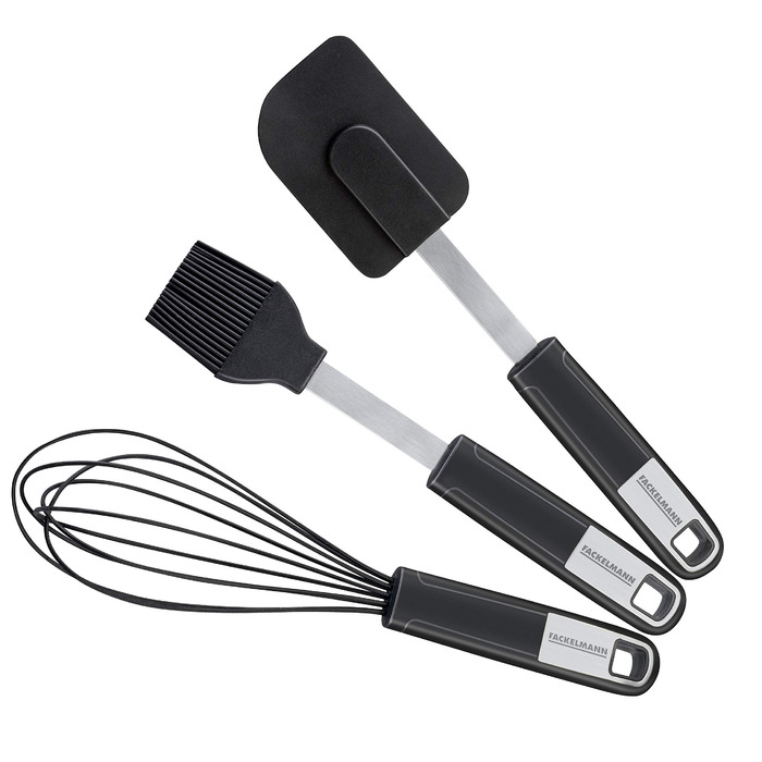 Міксер Fackelmann SENSE 26 см для посуду з антипригарним покриттям, з нержавіючої сталі, з м'яким зручним руків'ям (срібно-чорний)