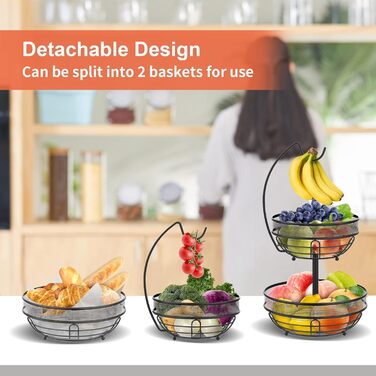 Металева фруктова тарілка Bomclap на 2 ярусах з тримачем для бананів - бронзового кольору