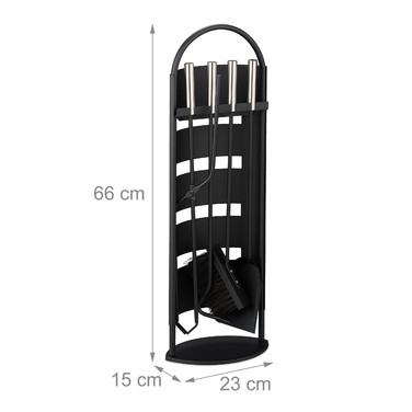 Relaxdays 5-Piece Fireplace Set in Black