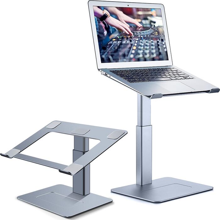Регульований підставка для ноутбука: для офісу, дому, DJ-контролера. Підходить для MacBook та ноутбуків 13-16.5 дюймів. Сірий колір.