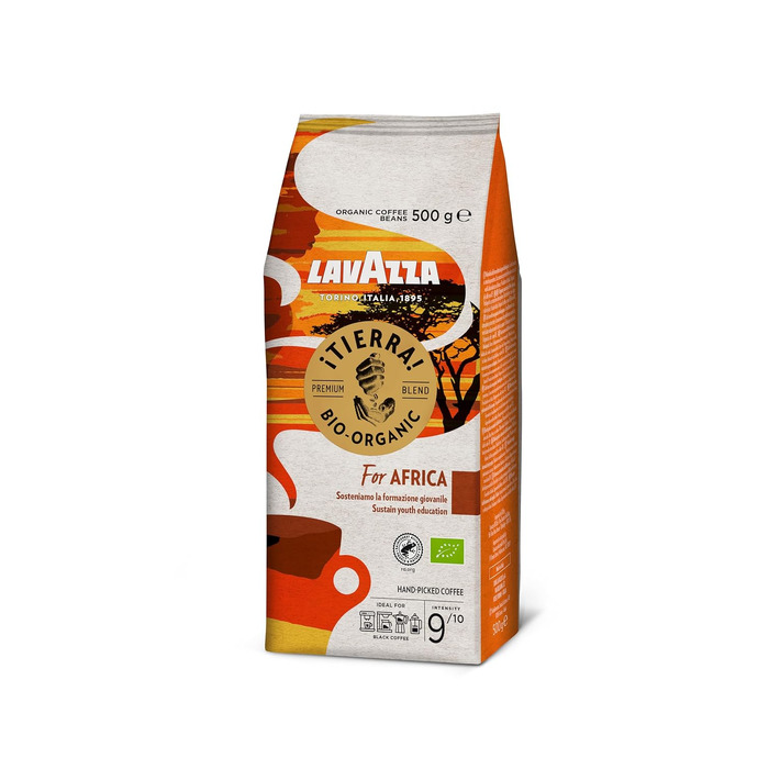 Кава в зернах Lavazza Tierra Africa, 100% біо-арабіка, легкого обсмаження для еспресо-машин, м'який фруктовий смак, 1 кг