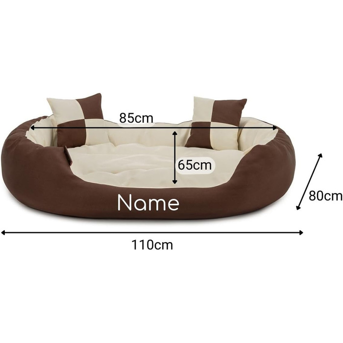 Ліжко для собак та котів Lionto 4-в-1 з поворотним подушкою, 65x50 см, з міцного оксфорду, водовідштовхувальне, з глибоким входом, з декоративною подушкою, для всіх розмірів, (колір: коричневий/бежевий)