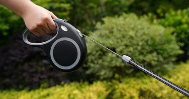 Висувна собача шлейка, 9.1 м, для середніх та великих собак до 35 кг, міцна, не заплутується, розмір L, чорна