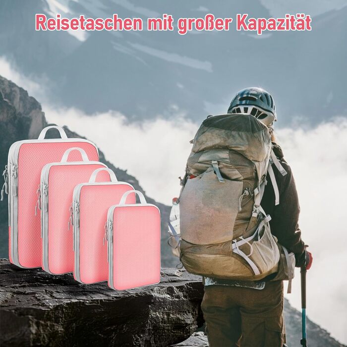 Органайзер для валізи Kompression: набір кубів для пакування, рожевий | Travel Essentials