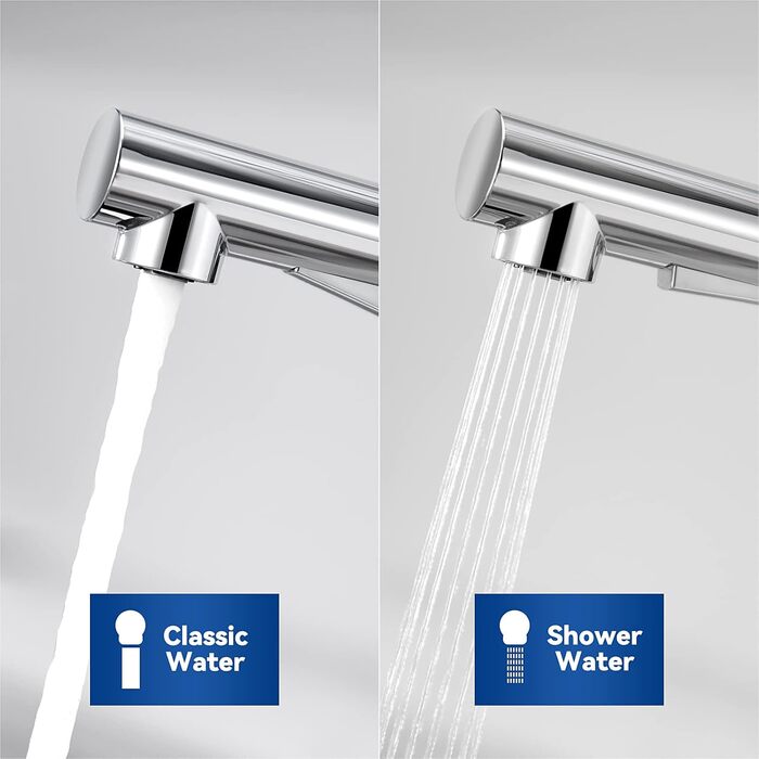 Змішувач кухонний висувний CECIPA з донним виливом, нержавіюча сталь, 2 режими, 360° оберт, матовий, для кухні