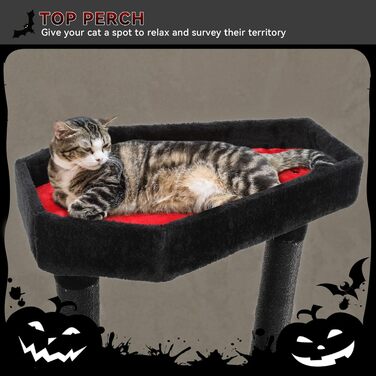 Кігтеточка YITAHOME Готичний XL, 160 см, з 4 колонами з сизалю, платформа для сну, гамак, кулі-іграшки, чорна