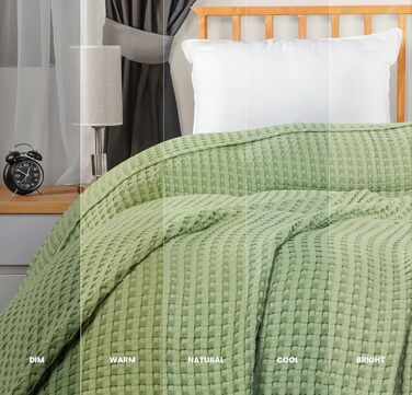 Ковдра Baumwoll Waffeldecke Utopia Bedding з бавовни, 300 GSM, 152x127 см, м'яка, легка, дихаюча, для всіх сезонів, салатовий колір