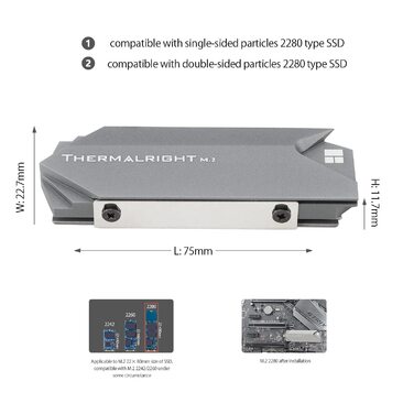 Радіатор охолодження SSD M.2 2280 Thermalright з двостороннім тепловим прошарком, високої продуктивності