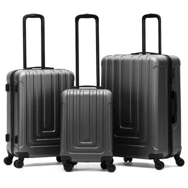 Набір валіз Flight Knight Premium (3 шт): S 55см, M 67см, L 76.5см, ABS-пластик, TSA-замок, USB-порт, 8 коліс, антрацит/чорний