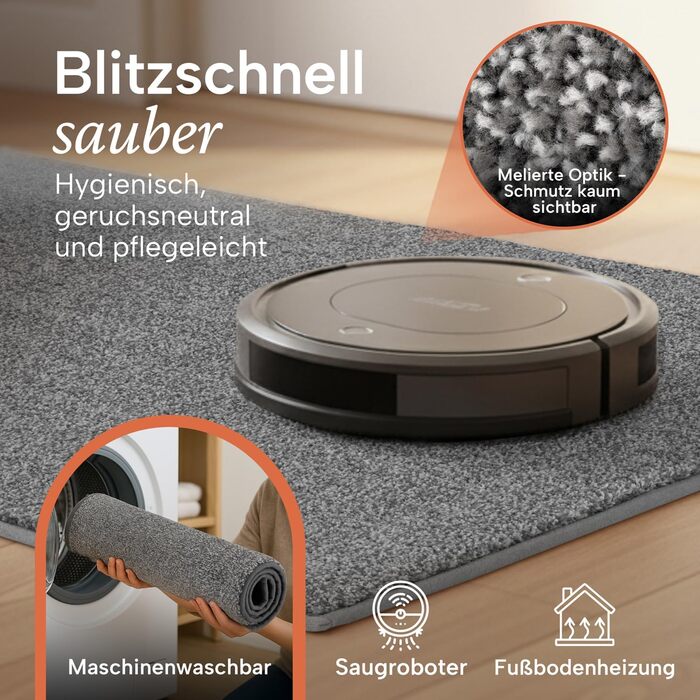 Килимок для входу Blumtal 50x80 см, протибризковий килим з мікрофібри з водонепроникною TPR-підкладкою, протиковзний грязезахисний килимок у приміщення (сірий, прямокутний)