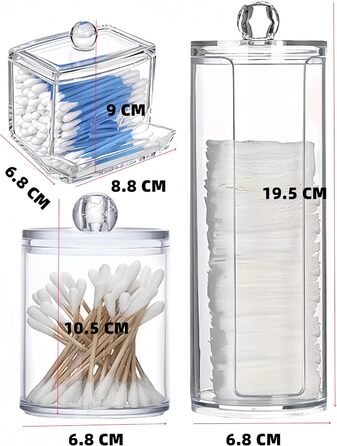Організатор для косметики MIGUIWOR (3 шт.) - ватний диск, ватяні палички, прозорий