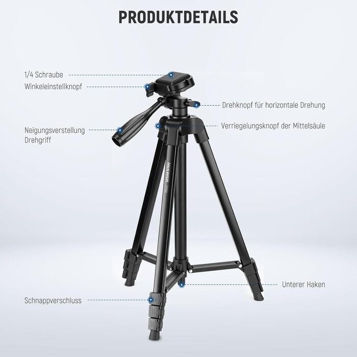 NEEWER Штатив для відеозйомки з пливним упором 72', сумісний з DJI RS Gimbal, для DSLR та відеокамер, максимальне навантаження 8кг