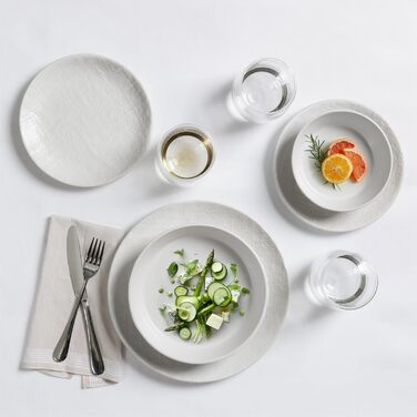 Набір посуду Navaris з каменю (16 предметів) для 4 осіб - тарілки, супові тарілки, чашки, сірий колір