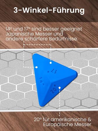 Набір точильних каменів 3-ох сторін, з бруском для заточування, 400/1000/5000 гріт, з нековзною підкладкою, кутовою наставкою та шкіряним ремінцем (діамантовий камінь блакитний)