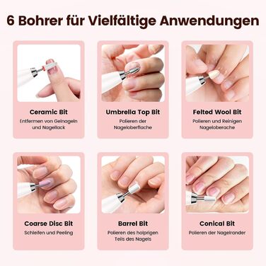 Електричний фрезер для нігтів DOCOCO з USB-C, для гелю та акрилу, манікюрний набір