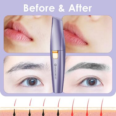 Триммер для обличчя та брів VG VOGCREST 2-в-1 з LED-підсвіткою (Рожеве золото, Фіолетовий)