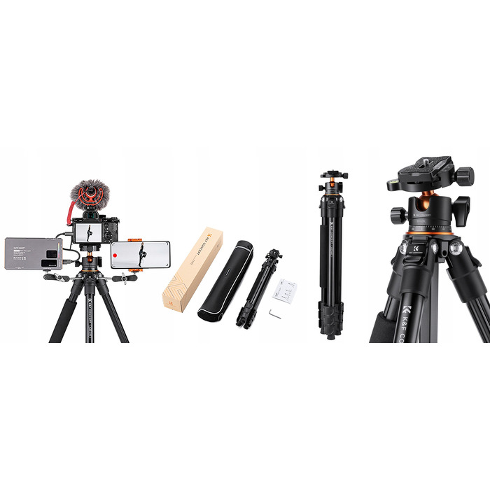 Штатив K&F Concept A234A1 з головкою BH-28L, 160 см, чорний