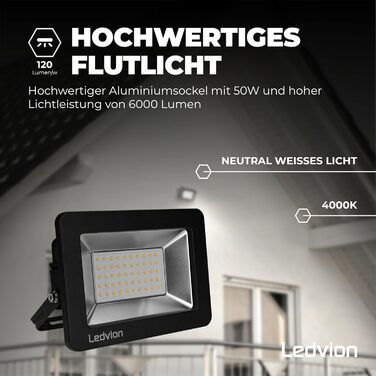 Світлодіодний прожектор Ledvion 100 Вт, 12000 Лм, IP65, 4000K, з швидким підключенням