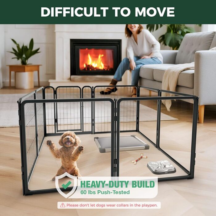 Клітка-павільйон для собак FXW Pawadise, 61 см, 8 панелей (4 акрил + 4 метал), чорна, розширювана