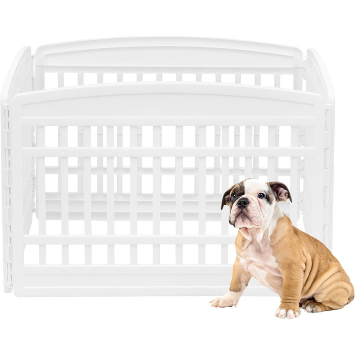 Iris Ohyama Dog Playpen with 4 Panels and Lockable Door, 60cm High - Indoor/Outdoor Dog Kennel, Puppy Pen, Dog Fence