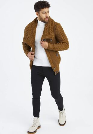 Чоловічий светр Leif Nelson з коміром-шарфом, Slim Fit, зимовий/літо, модель LN7080, колір Camel,Розмір: M