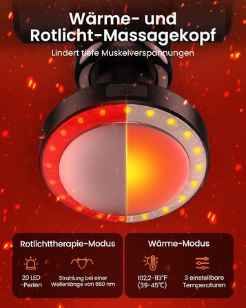 Масажер для м'язів Napre Massagepistole: 32 швидкості, кут налаштування, металевий насадка, чорний & червоний (з червоним світлом)
