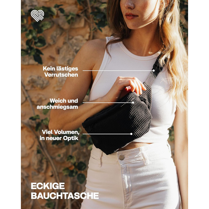 Чоловіча/Жіноча поясна сумка PP-Berlin чорного кольору з трьома відділеннями, ручної роботи, веганська, Made in Germany, для повсякденного використання та відпочинку