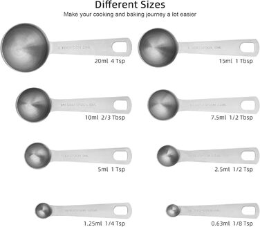 IFFMYJB Stainless Steel Measuring Cups and Spoons 16 Piece, 7 Measuring Cups & 8 Measuring Spoons with Leveler, Kitchen Premium Stackable Measuring Cups and Spoons Set, Easy to Store and Keep