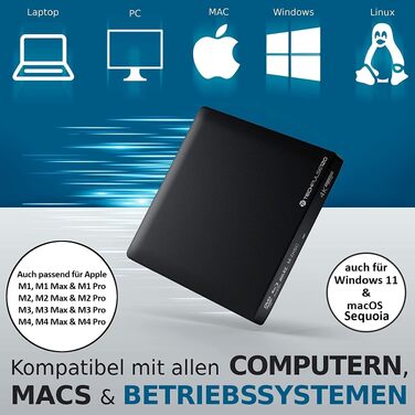 Зовнішній Blu-ray привід techPulse120 UHD 4K 3D M-Disc BDXL USB 3.0 USB-C, DVD/CD Burner для ноутбука та ПК, Windows/Mac OS, Алюміній (Чорний)