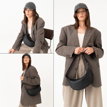 Сумка через плече Berliner Bags Luna, шкіряна напівмісяць, чорна. Жіноча сумка-багет