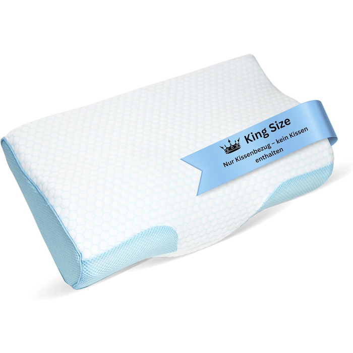 Ортопедична подушка для шиї та голови Derila з memory foam. Підходить для сну на боці, спині та животі. Оригінальна, з охолоджуючим чохлом, розмір King (60x34 см).
