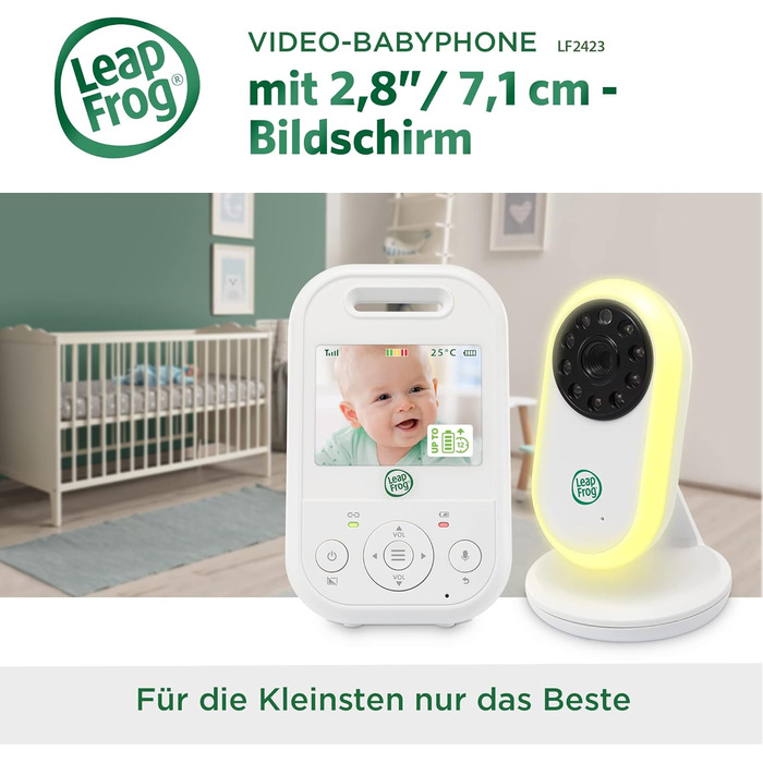 Відеоняня LeapFrog LF2513 без Wi-Fi з IPS LCD екраном 2.8 дюйма, поворотна, з нічним баченням, датчиком температури, радіусом дії 300 метрів, 12 годин роботи від акумулятора