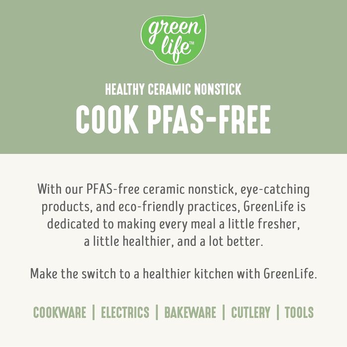 Набір посуду GreenLife 8 предметів з керамічного покриття, індукційний, нетоксичний, без PFAS, каструлі та сковороди, придатний для миття в посудомийній машині, середній, салатовий зелений