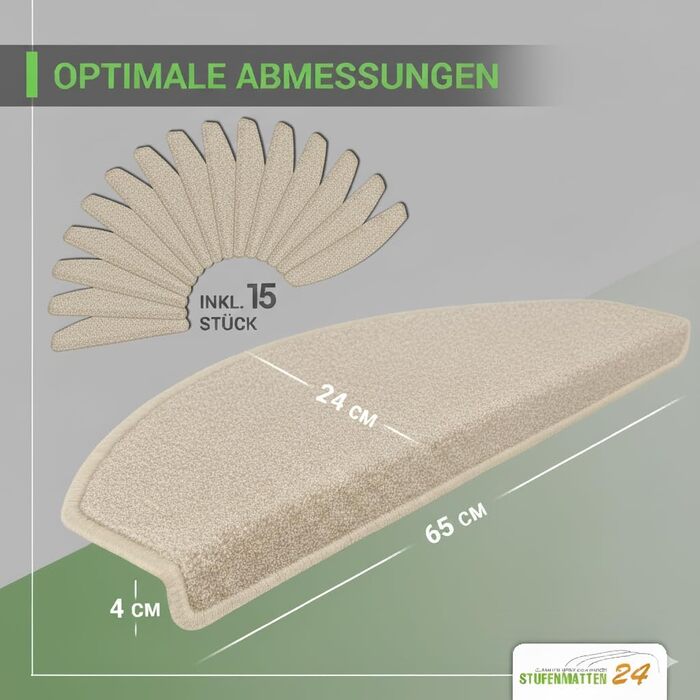 Ступінчасті килимки Rambo 15шт. для сходів, 17 кольорів (-A-Світло-бежевий-)