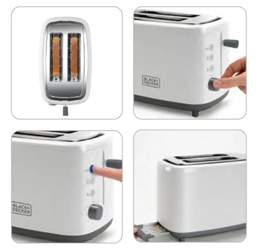 Тостер Black+Decker BXTO820E, білий, 820 Вт