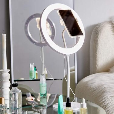 DIGIPOWER Кольцеве світло 11 дюймів, регульована висота (58-168 см), 3 режими освітлення, 10 рівнів яскравості, тримач для телефону (iOS/Android), для макіяжу, YouTube, TikTok та Vlogging. Компактне кільцеве світло 10 дюймів з підставкою