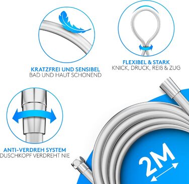 Lyvanas - TEST WINNER - Shower Head with Hose and Holder - Shower Head for Shower & Bathtub in Extra Large (Ø15cm) - Wellness Rain Shower with 5 Spray Patterns (Premium Set 2025)