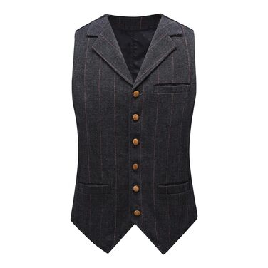 Чоловіча жилетка в клітинку 'Риб'яча клітка' - костюмна жилетка, чорна, розмір XXL