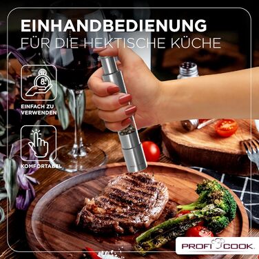 Набір для солі та перцю ProfiCook® PSM 1160: 2 шт., з механічним млином, з нержавіючої сталі